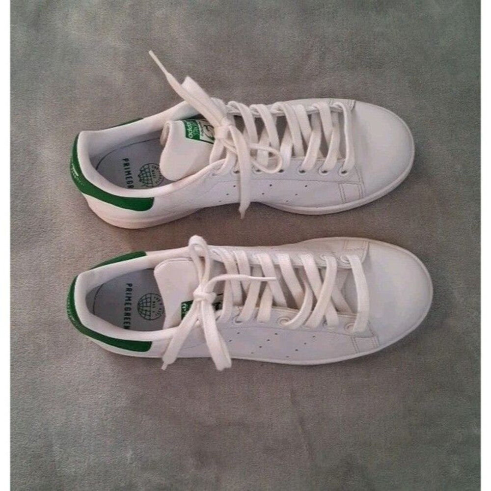Adidas Stan Smith White/Green Leather Low Top Lace Up Sneakers Men's Size 8